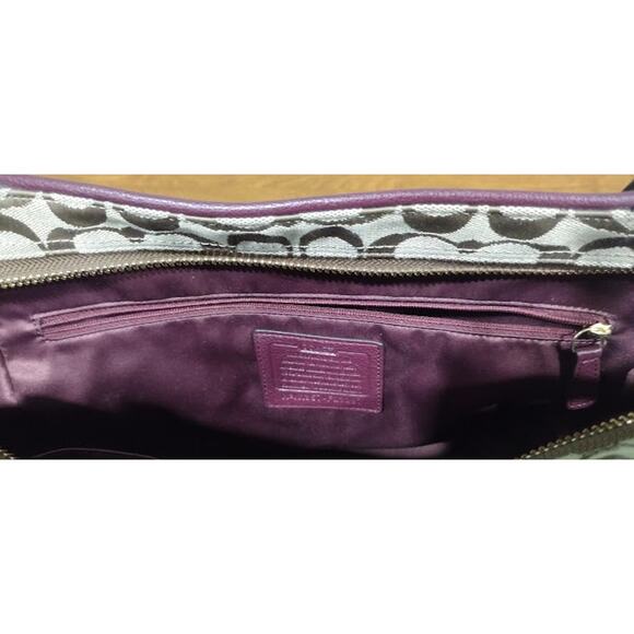 Coach Brown Signature Fabric and Wine Leather Bag F23297 - Picture 9 of 12